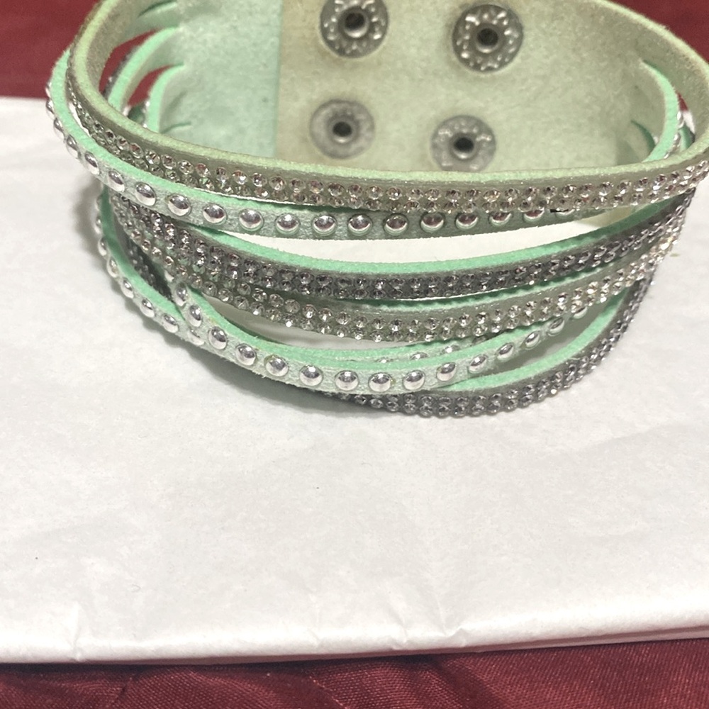 Lime green silver lining bracelet